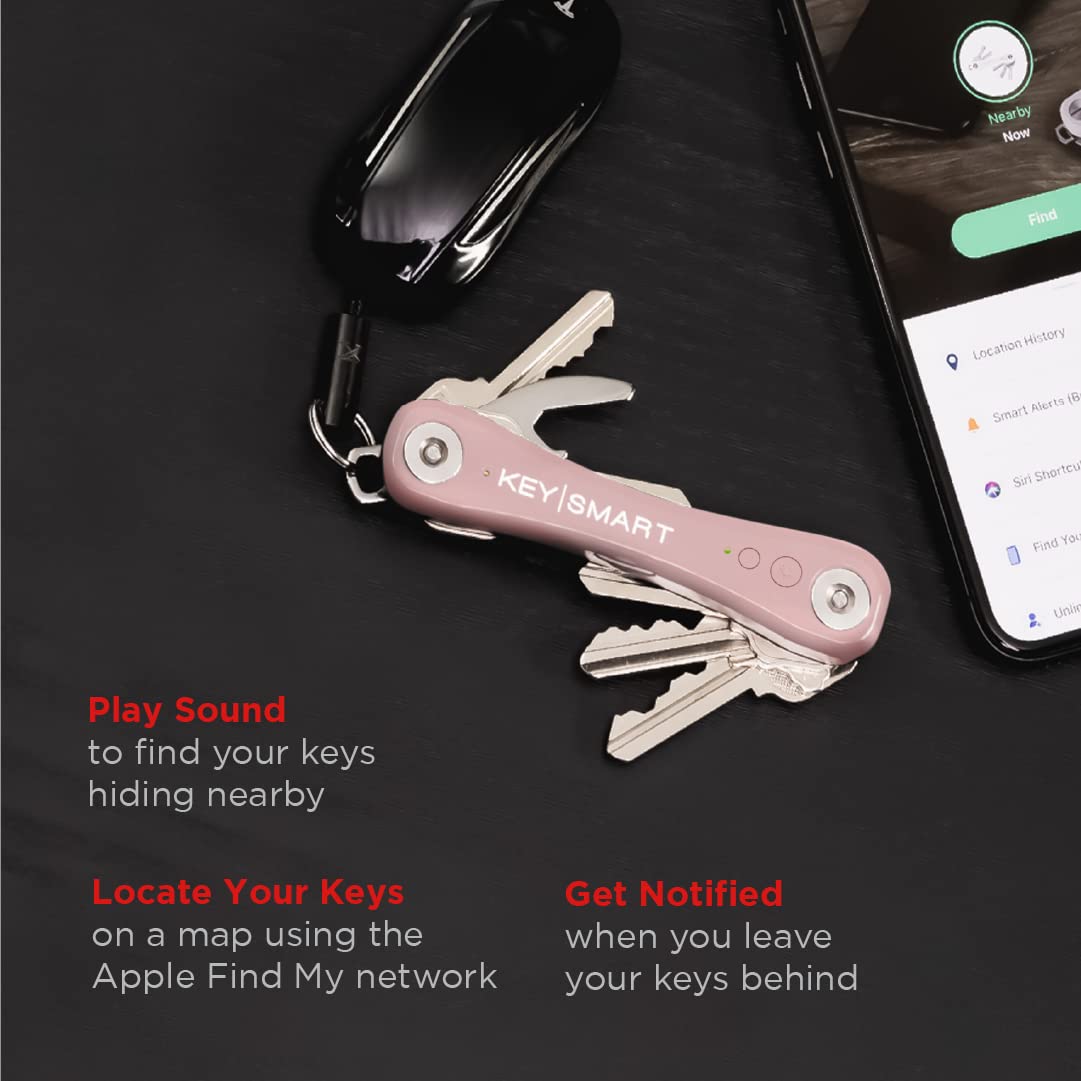 KeySmart Pro - Compact Smart Trackable Key Holder w LED Flashlight & Tile Bluetooth Key Finder Technology, EDC Key Organizer, Attach Car Key Fob, Other Mini Tools (up to 10 Keys, Black)