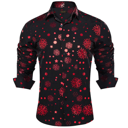 DiBanGu Mens Christmas Dress Shirts,Casual Xmas Long Sleeve Button Down Shirt for Men Holiday Festive Shirt Vacation Party