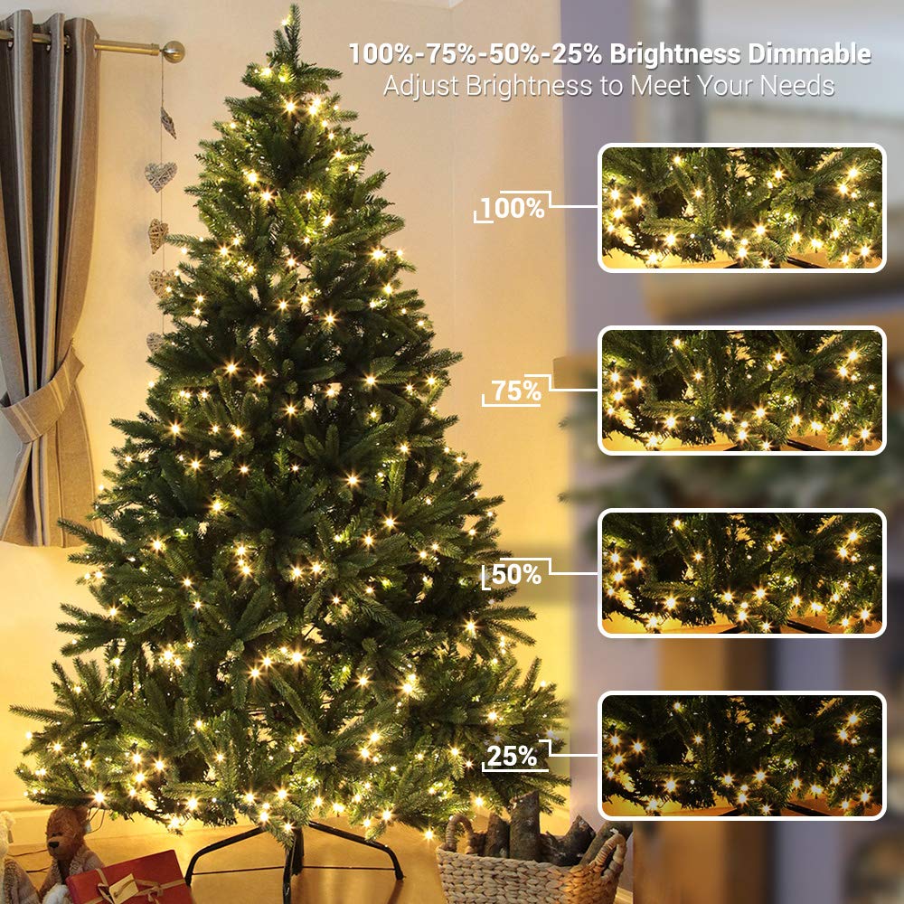 Brizled Color Changing Christmas Lights, 65.67ft 200 LED Cool White & Multicolor Christmas Lights, 11 Modes Remote Dimmable 29V Safe Adapter Outdoor Christmas Tree Lights String for Xmas Party Tree