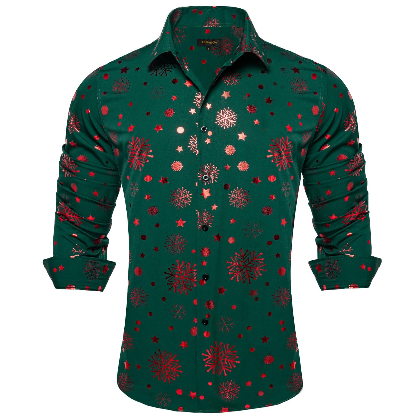 DiBanGu Mens Christmas Dress Shirts,Casual Xmas Long Sleeve Button Down Shirt for Men Holiday Festive Shirt Vacation Party