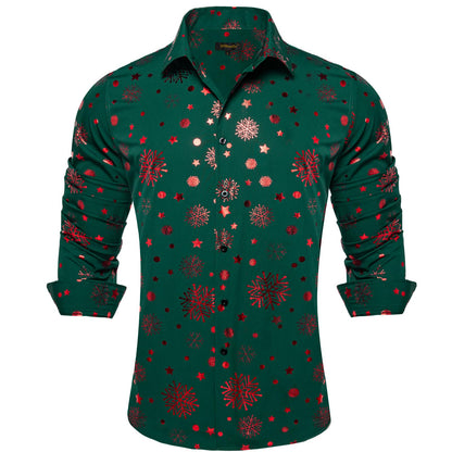 DiBanGu Mens Christmas Dress Shirts,Casual Xmas Long Sleeve Button Down Shirt for Men Holiday Festive Shirt Vacation Party