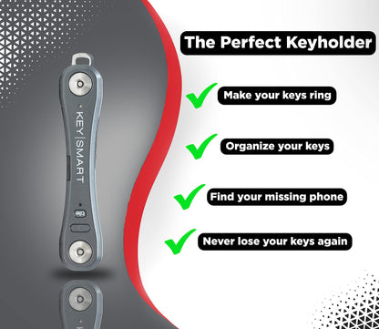 KeySmart Pro - Compact Smart Trackable Key Holder w LED Flashlight & Tile Bluetooth Key Finder Technology, EDC Key Organizer, Attach Car Key Fob, Other Mini Tools (up to 10 Keys, Black)