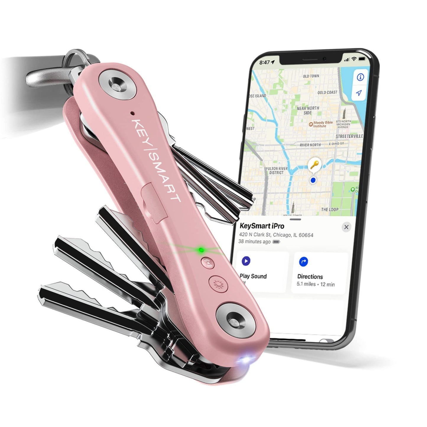 KeySmart Pro - Compact Smart Trackable Key Holder w LED Flashlight & Tile Bluetooth Key Finder Technology, EDC Key Organizer, Attach Car Key Fob, Other Mini Tools (up to 10 Keys, Black)