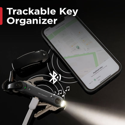 KeySmart Pro - Compact Smart Trackable Key Holder w LED Flashlight & Tile Bluetooth Key Finder Technology, EDC Key Organizer, Attach Car Key Fob, Other Mini Tools (up to 10 Keys, Black)