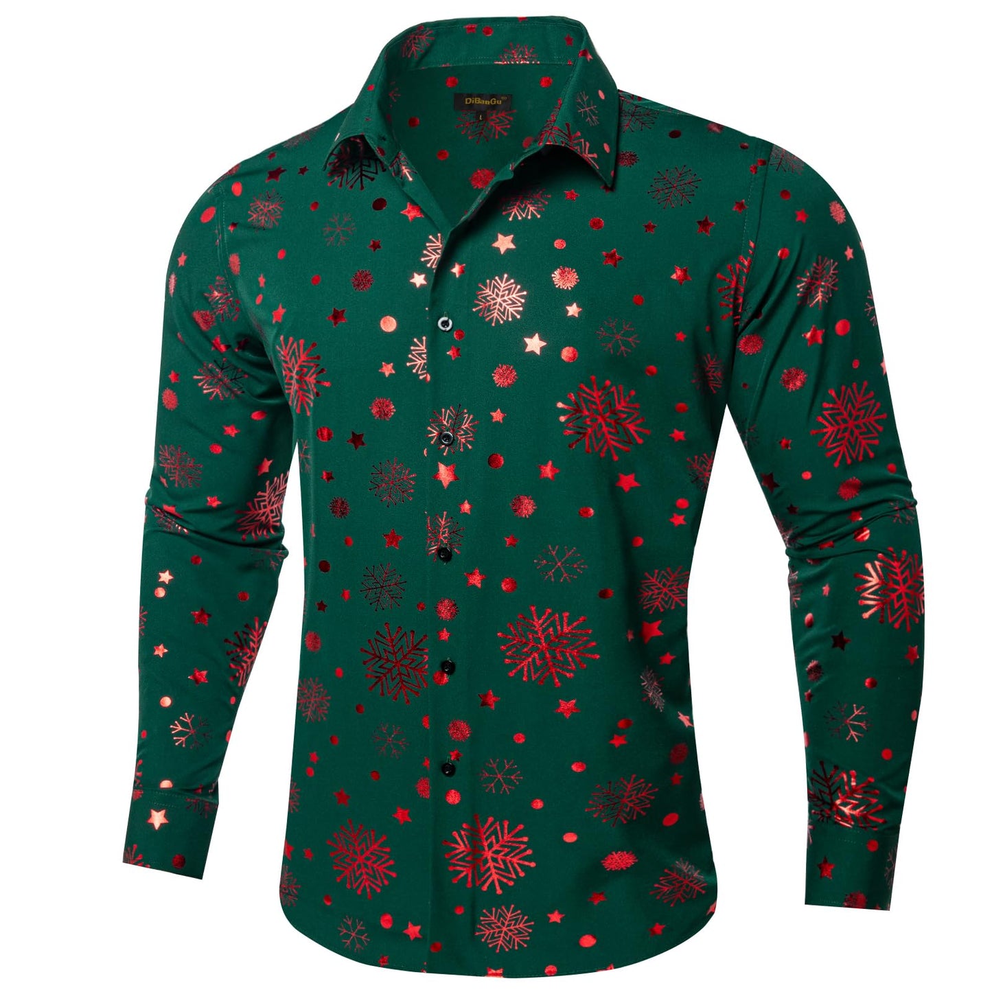 DiBanGu Mens Christmas Dress Shirts,Casual Xmas Long Sleeve Button Down Shirt for Men Holiday Festive Shirt Vacation Party