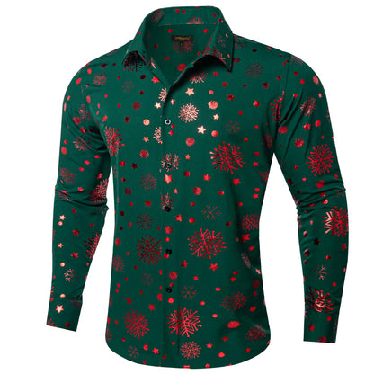 DiBanGu Mens Christmas Dress Shirts,Casual Xmas Long Sleeve Button Down Shirt for Men Holiday Festive Shirt Vacation Party