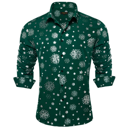 DiBanGu Mens Christmas Dress Shirts,Casual Xmas Long Sleeve Button Down Shirt for Men Holiday Festive Shirt Vacation Party