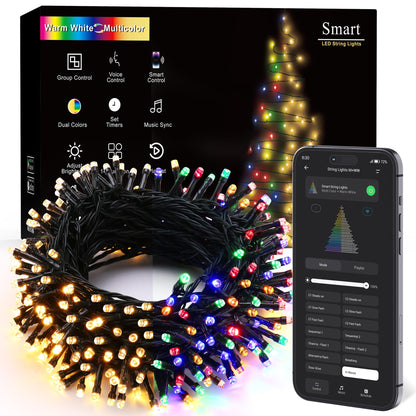 Brizled Color Changing Christmas Lights, 65.67ft 200 LED Cool White & Multicolor Christmas Lights, 11 Modes Remote Dimmable 29V Safe Adapter Outdoor Christmas Tree Lights String for Xmas Party Tree