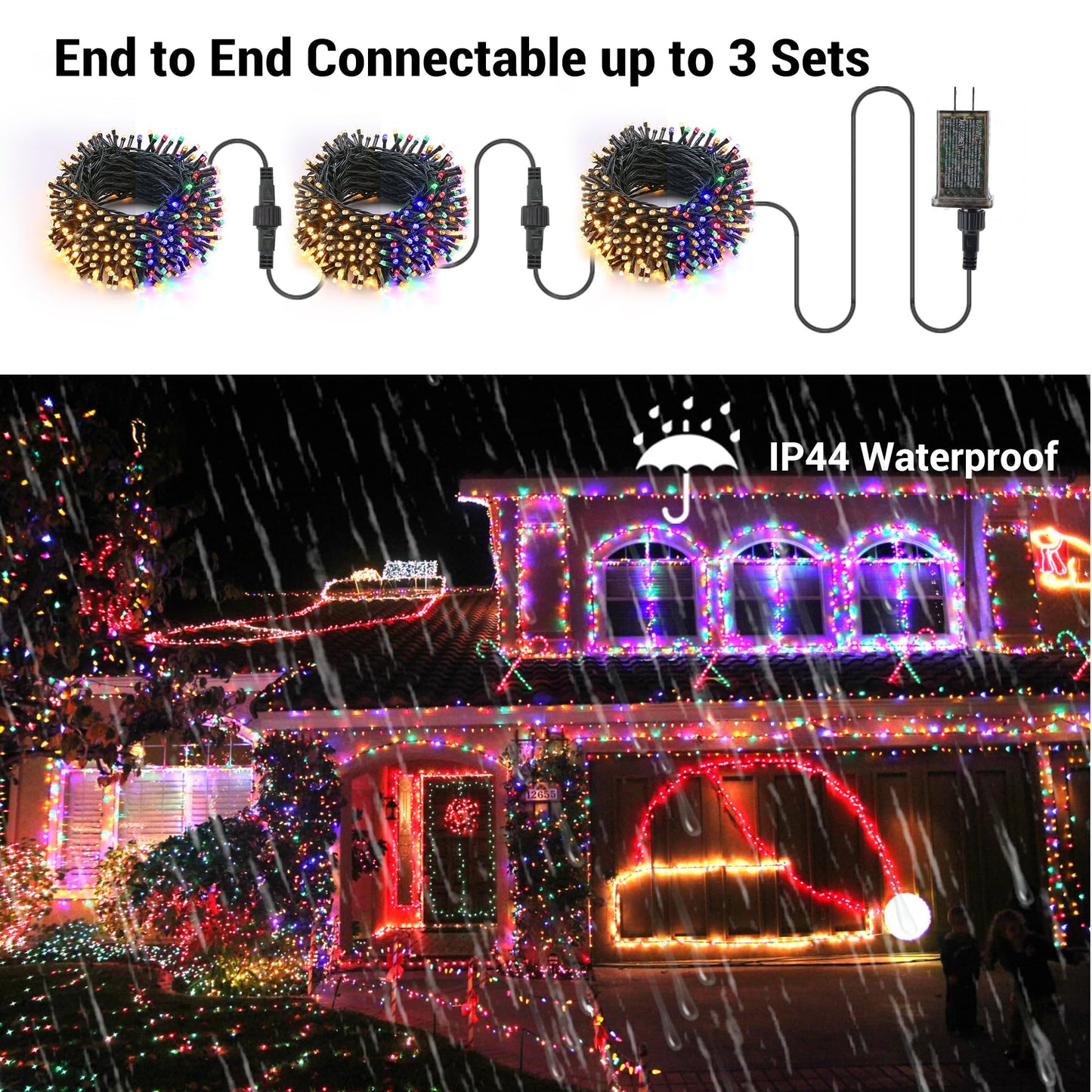 Brizled Color Changing Christmas Lights, 65.67ft 200 LED Cool White & Multicolor Christmas Lights, 11 Modes Remote Dimmable 29V Safe Adapter Outdoor Christmas Tree Lights String for Xmas Party Tree