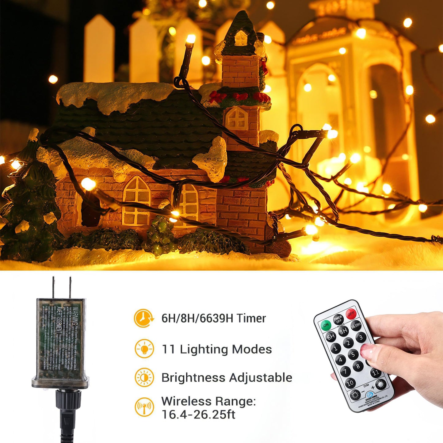 Brizled Color Changing Christmas Lights, 65.67ft 200 LED Cool White & Multicolor Christmas Lights, 11 Modes Remote Dimmable 29V Safe Adapter Outdoor Christmas Tree Lights String for Xmas Party Tree