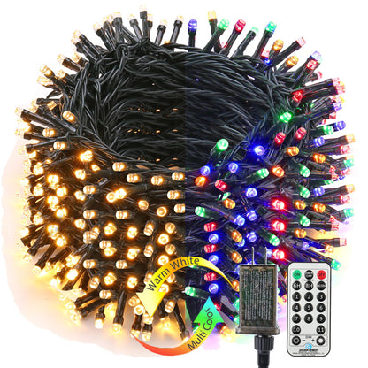 Brizled Color Changing Christmas Lights, 65.67ft 200 LED Cool White & Multicolor Christmas Lights, 11 Modes Remote Dimmable 29V Safe Adapter Outdoor Christmas Tree Lights String for Xmas Party Tree