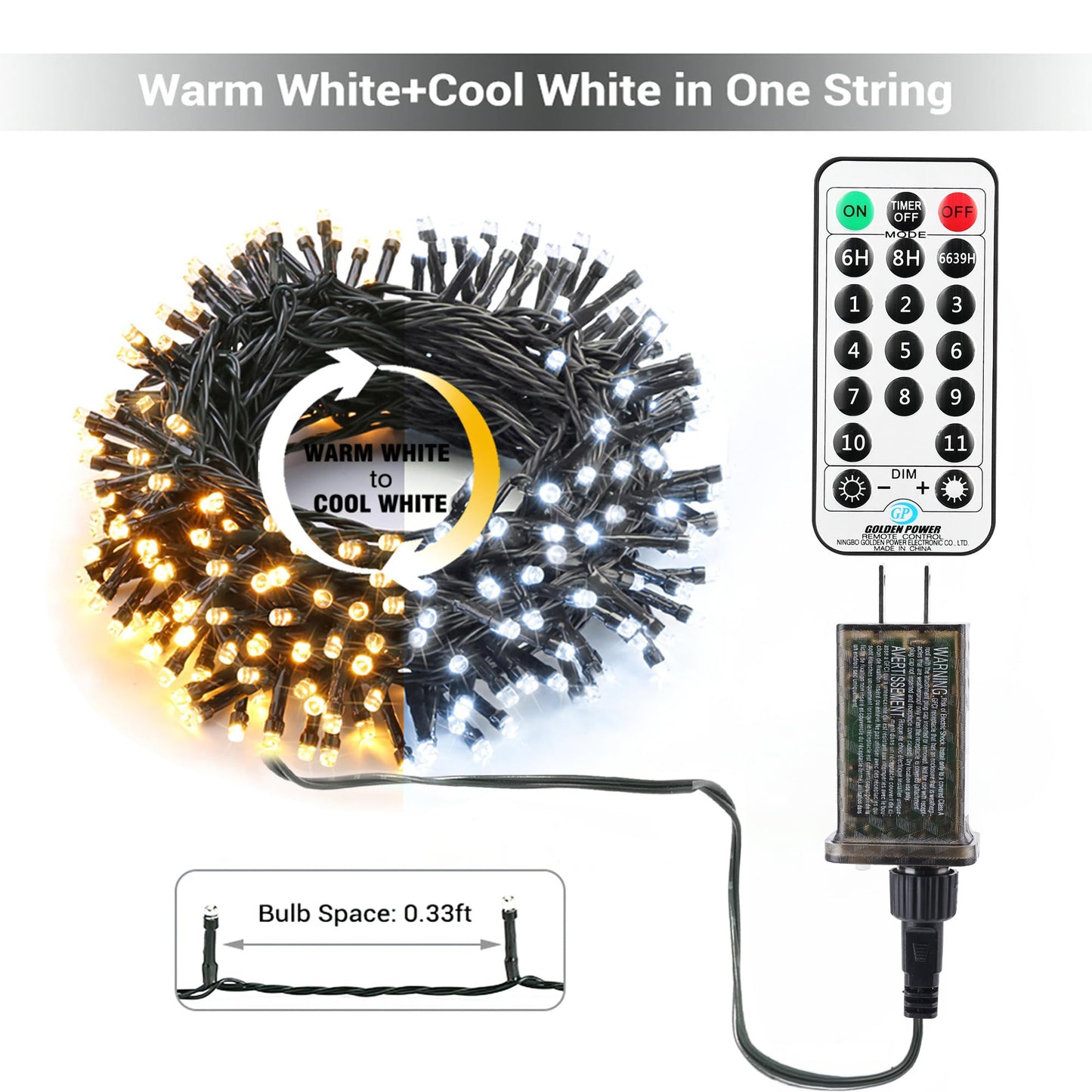 Brizled Color Changing Christmas Lights, 65.67ft 200 LED Cool White & Multicolor Christmas Lights, 11 Modes Remote Dimmable 29V Safe Adapter Outdoor Christmas Tree Lights String for Xmas Party Tree