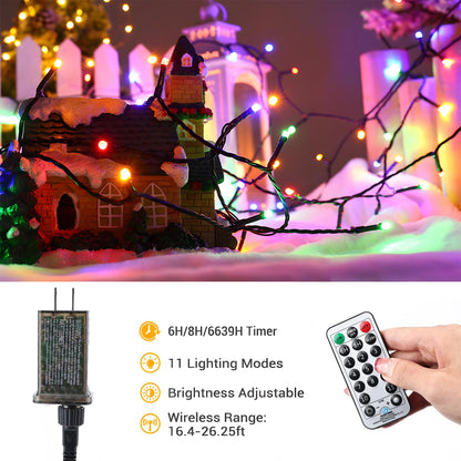 Brizled Color Changing Christmas Lights, 65.67ft 200 LED Cool White & Multicolor Christmas Lights, 11 Modes Remote Dimmable 29V Safe Adapter Outdoor Christmas Tree Lights String for Xmas Party Tree