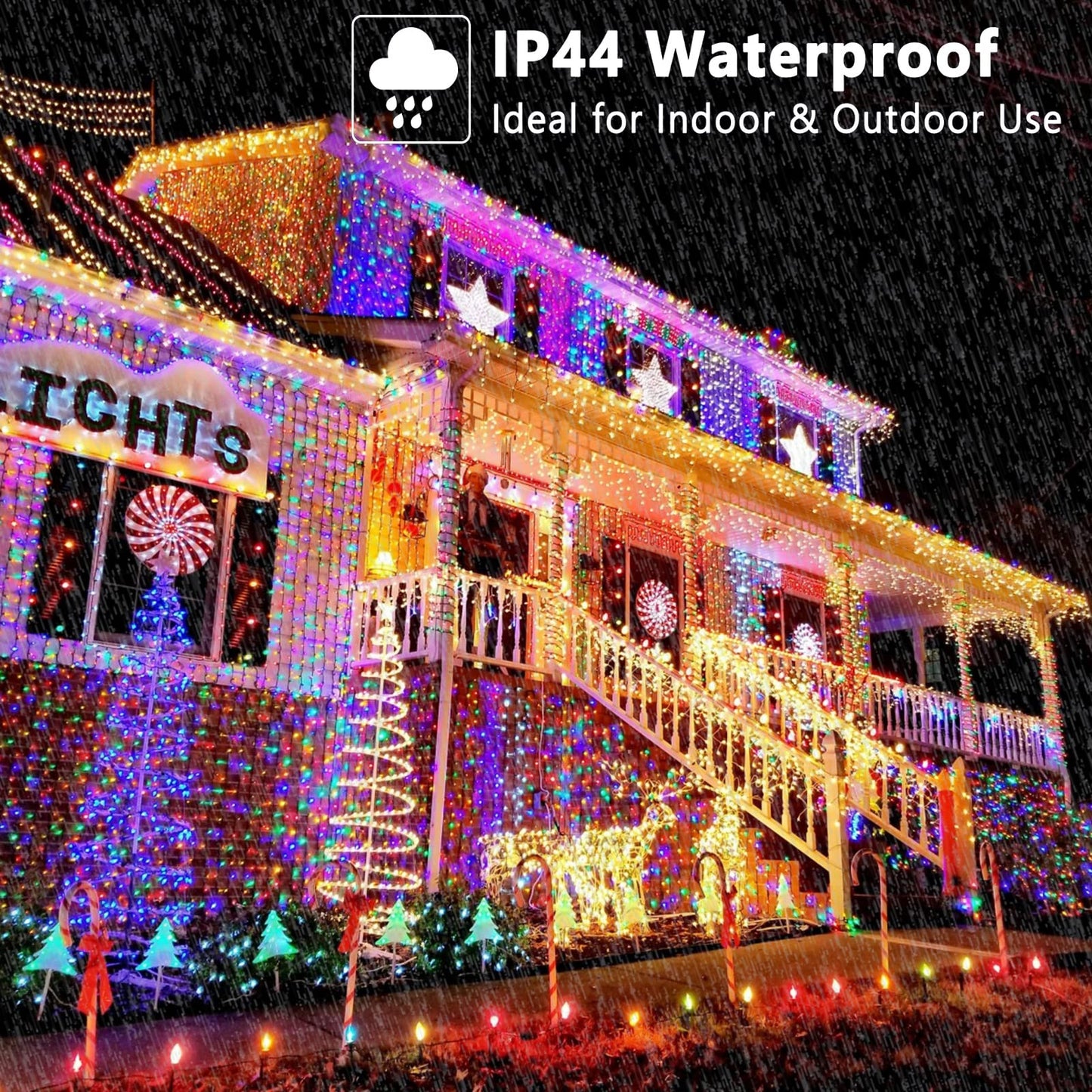 Brizled Color Changing Christmas Lights, 65.67ft 200 LED Cool White & Multicolor Christmas Lights, 11 Modes Remote Dimmable 29V Safe Adapter Outdoor Christmas Tree Lights String for Xmas Party Tree